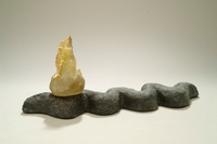 <div class='title'>Garden of Eden </div><br>Kiln-cast glass/Gold Leaf<br>5"h x 13.5"w x 3"d<br>