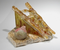 <div class='title'>Contemplation</div><br>Kiln-cast glass, granite<br>7"h x 9"w x 11"d<br>